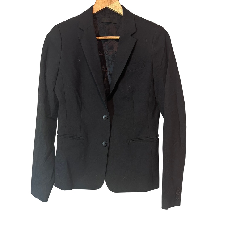 Uniqlo Womens Black Two Button Tailored Blazer Jacket 211-069338 Size 4